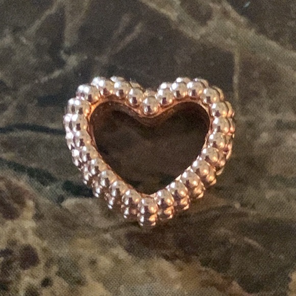 Authentic Pandora 14k Rose Gold Plated Beaded Open Heart Charm ALE MET New WOT - Picture 2 of 7
